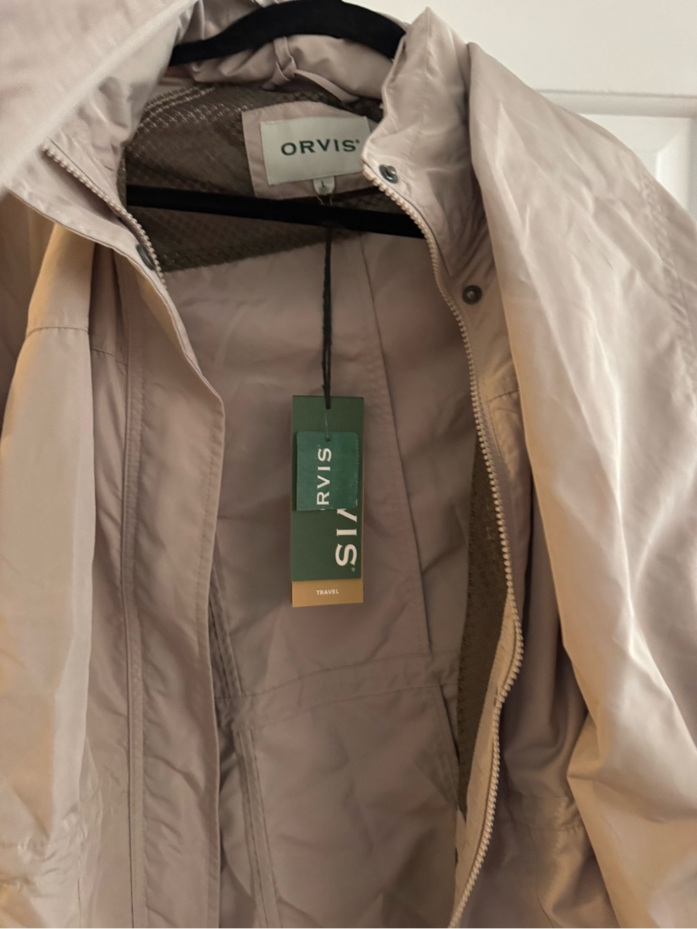NWT Orvis Pack and Go Jacket Large Stone Travel Water Resistant Lightweight - Picture 6 of 8